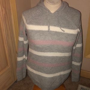 Gray striped Knitted hoodie size XL